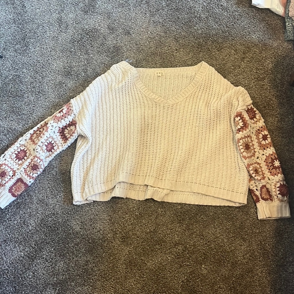 Embroidered patchwork sweater from Olive Lynn (brand is POL)